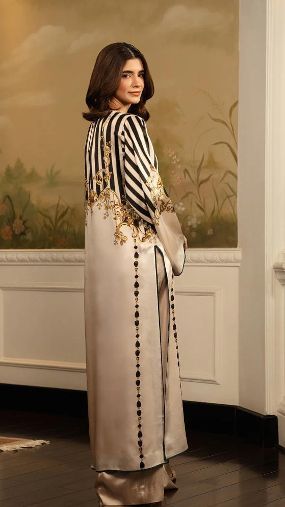IVORY ROYAL PRINTED LONG SET  2PCS