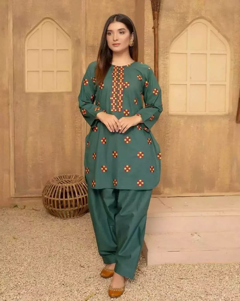 Leaf 2pcs embroidery Suit