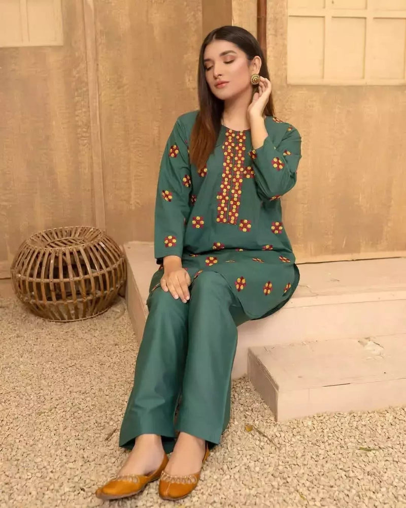 Leaf 2pcs embroidery Suit