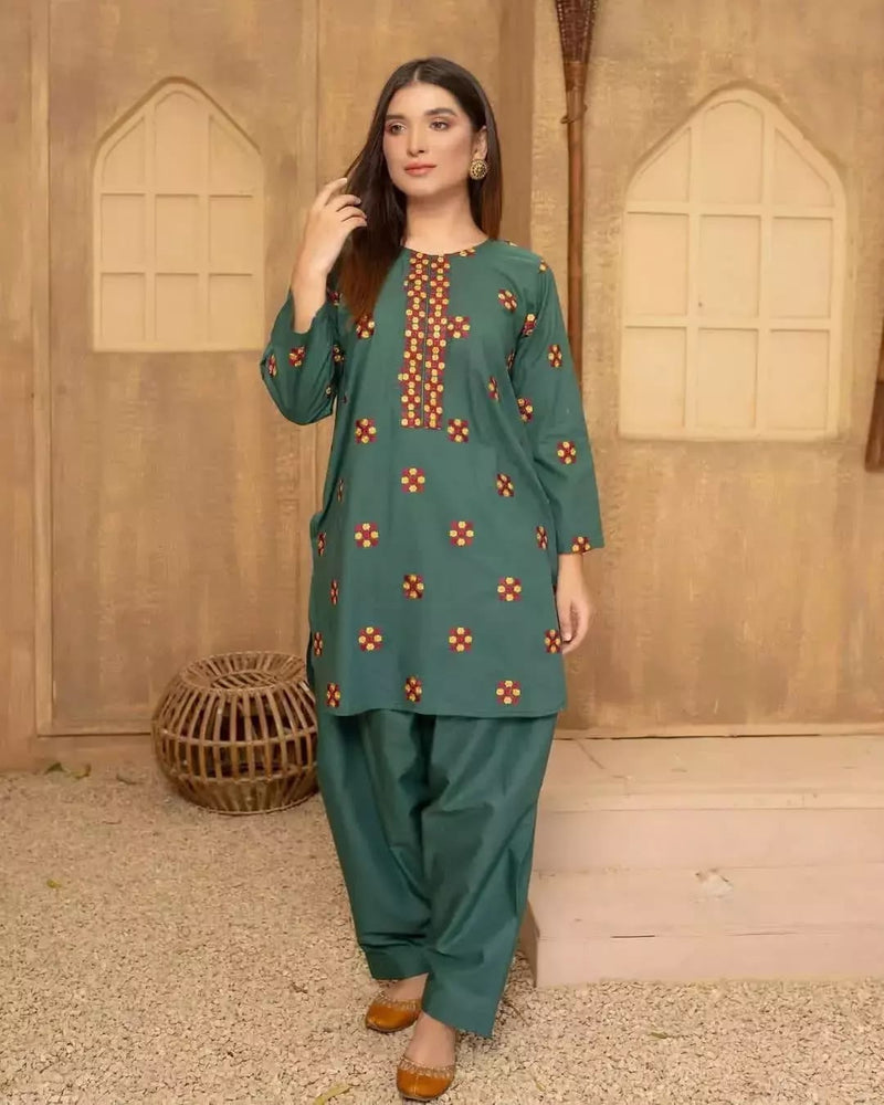 Leaf 2pcs embroidery Suit